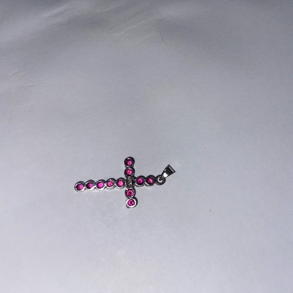Genuine Precious Gem Ruby Cross Necklace Pendant - Picture 5 of 8